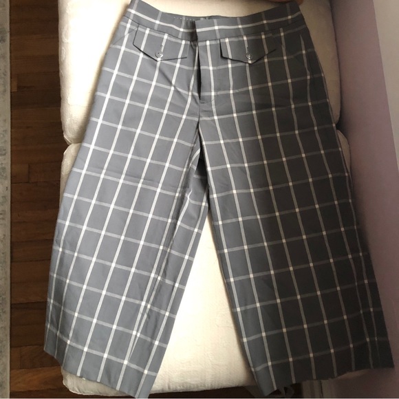 Anthropologie Cartonnier high waist wide leg capri pants gray gridlock size 0 - Picture 5 of 9